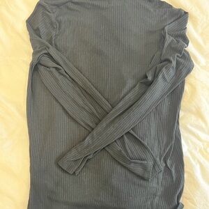 Madewell Ribbed Long Sleeve Top - Dark Gray